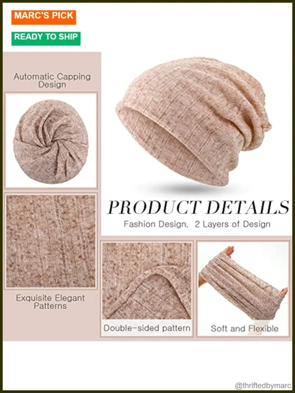 5-Pack Slouchy Beanie Chemo Hat Stretch Cancer Head Wraps Sleep Scarf